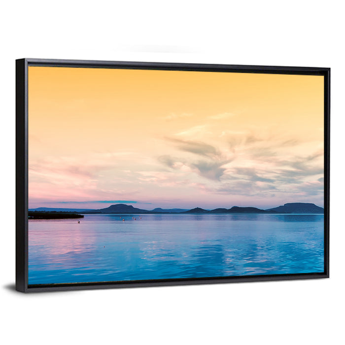 Lake Balaton at Golden Hour Wall Art as a framed canvas