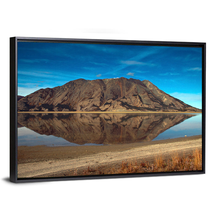 Rocky Peak Reflection, Kluane Lake Wall Art as a framed canvas