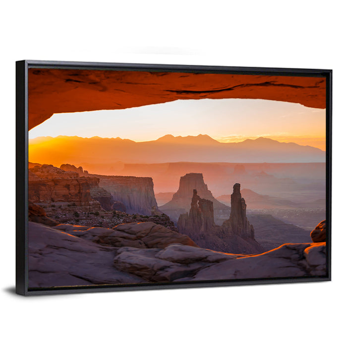 Mesa Arch Sunrise Wall Art as a framed canvas