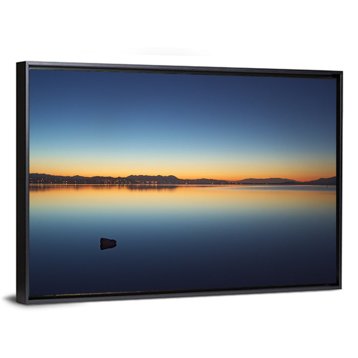 Lake Elsinore Sunset Wall Art as a framed canvas