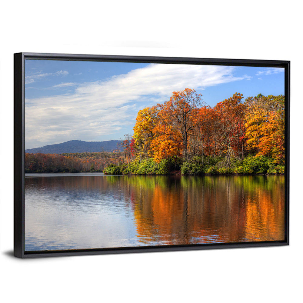 Autumn Lake with Mountain Reflection Wall Art