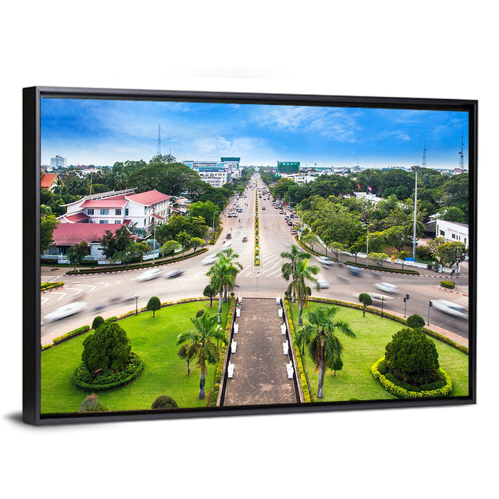 Phnom Penh Independence Monument Boulevard Wall Art as a framed canvas