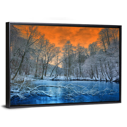 Winter Forest Lake Wall Art