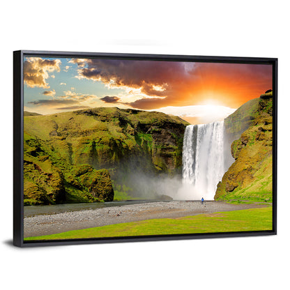 Skógafoss at Sunset Wall Art