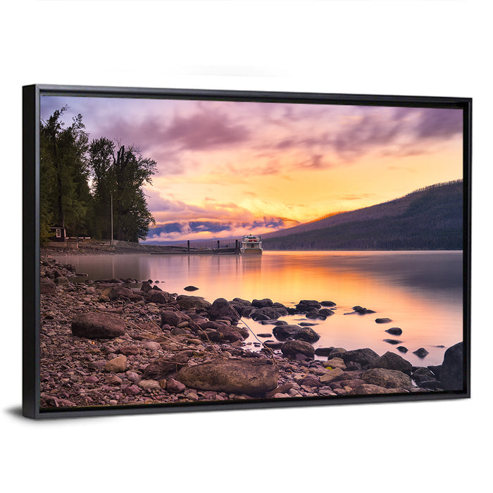 Lake Mcdonald Sunset Reflection Wall Art as a framed canvas
