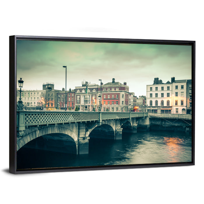 Grattan Bridge Twilight Wall Art as a framed canvas