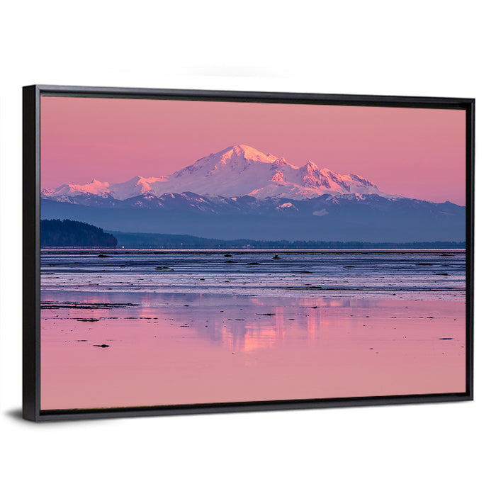 Mount Baker Sunset Wall Art as a framed canvas