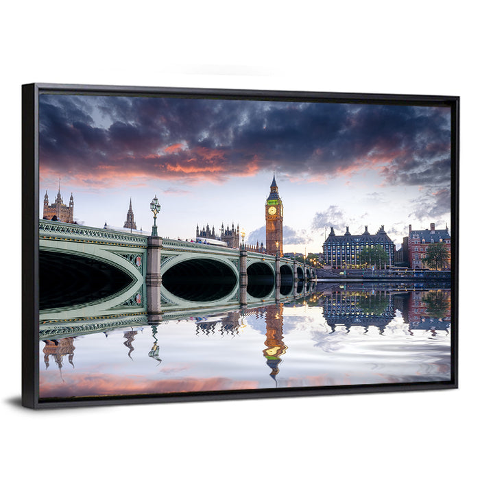 Westminster Bridge at Dusk Wall Art as a framed canvas