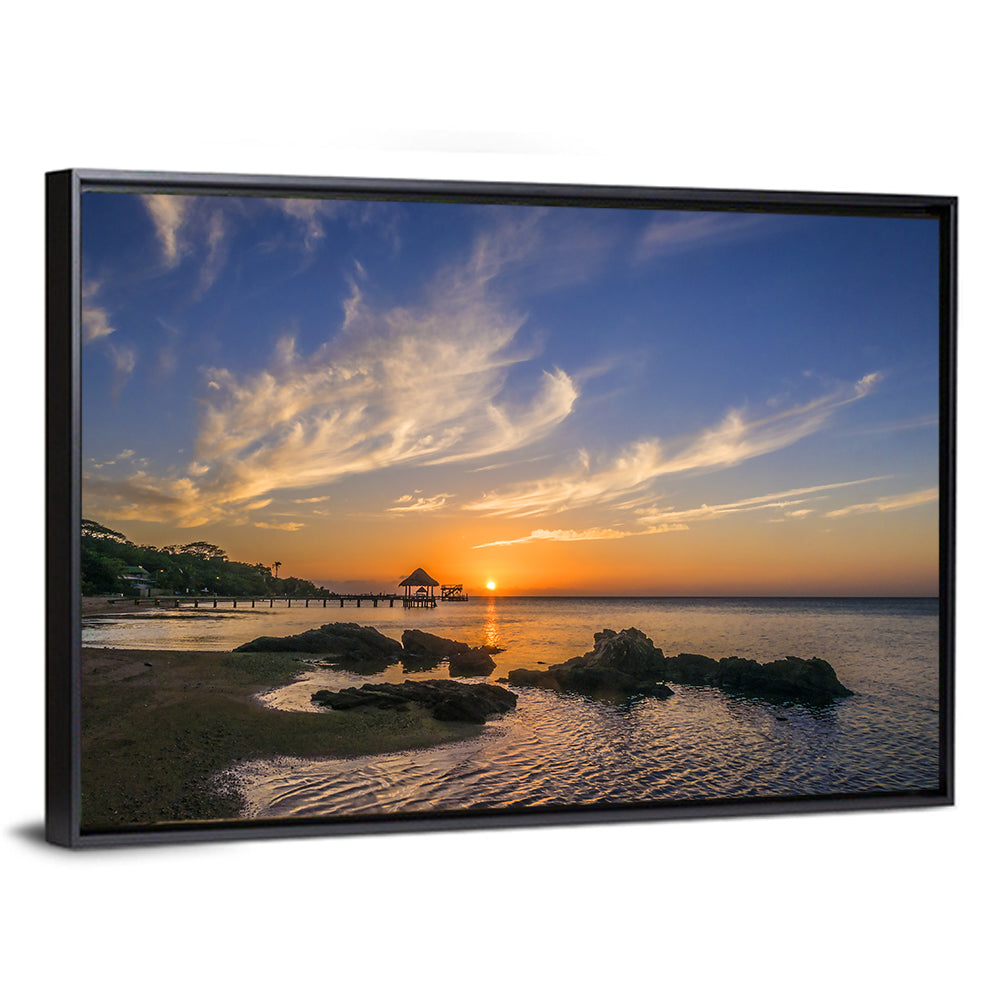 Roatan Pier Sunset Wall Art