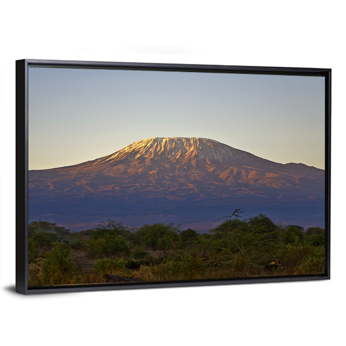Mount Kilimanjaro Sunset Wall Art as a framed canvas