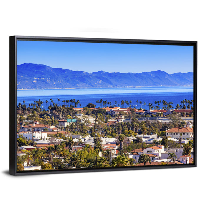 Santa Barbara Waterfront View Wall Art as a framed canvas