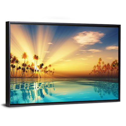 Turquoise Sunset Over Palm Island Wall Art