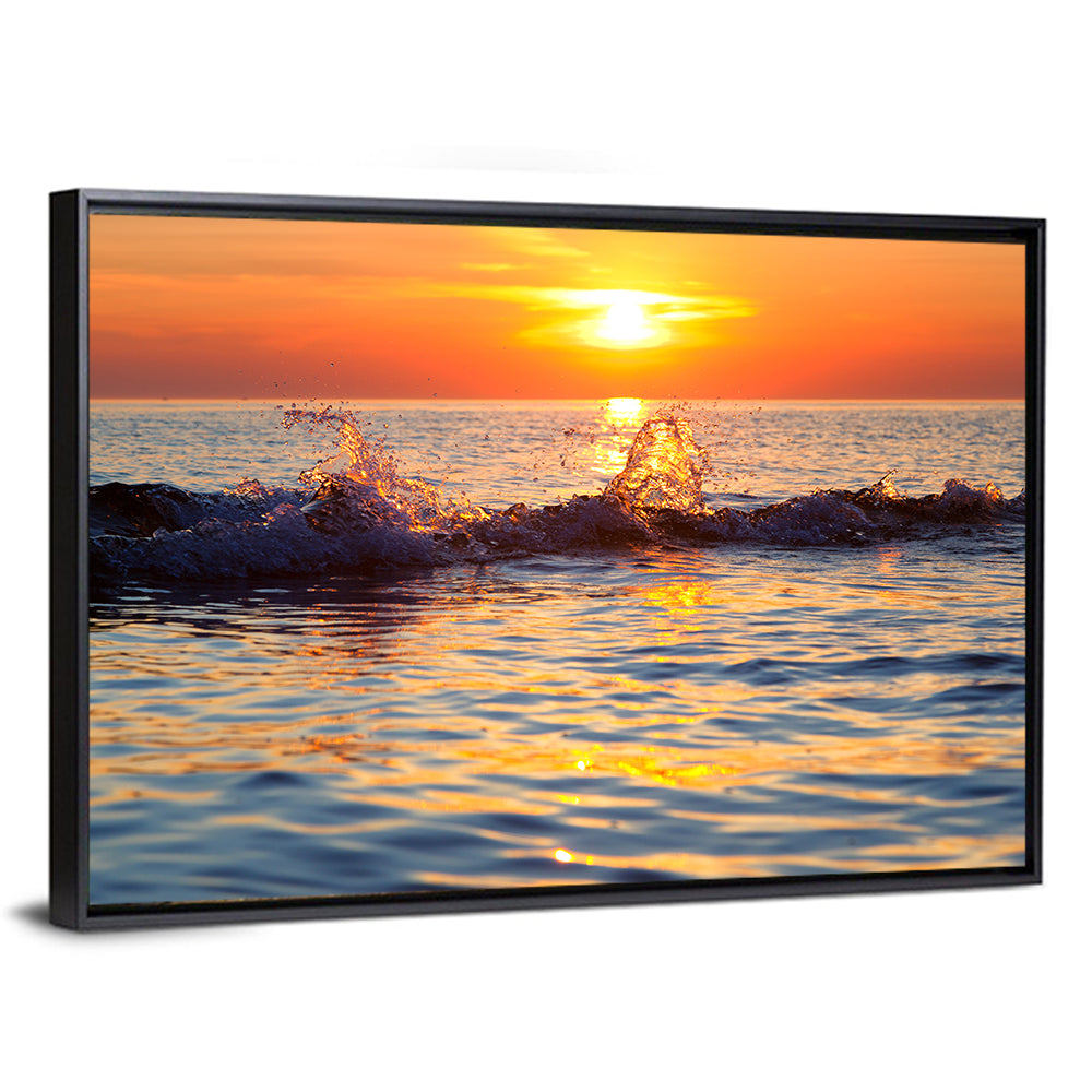 Lake Michigan Sunset Waves Wall Art