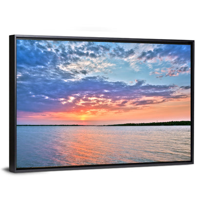 Cloudy Lake Sunset Reflection Wall Art