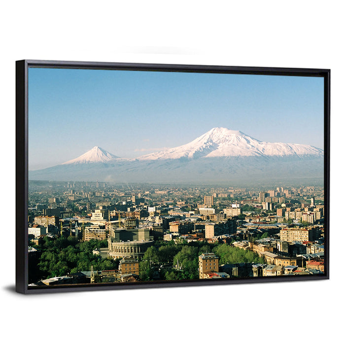 Mount Ararat Over Yerevan Wall Art as a framed canvas