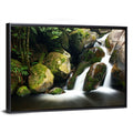 Rainforest Waterfall with Moss Covered Boulders Wall Art