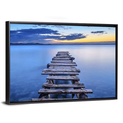 Weathered Lake Pier at Dusk Wall Art