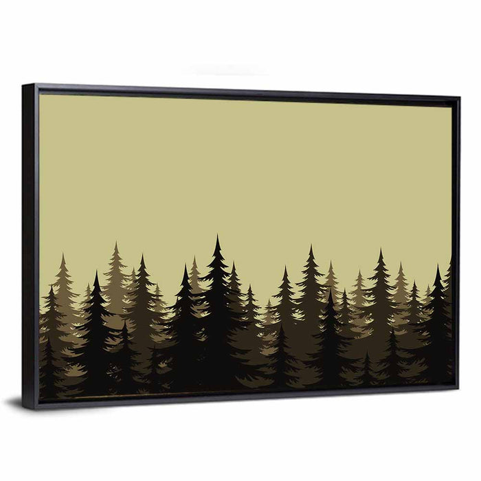 Fir Tree Silhouettes Wall Art as a framed canvas