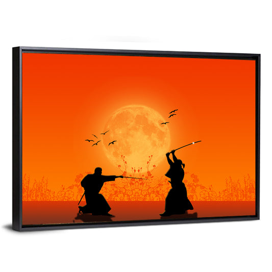 Moonlit Samurai Duel Wall Art