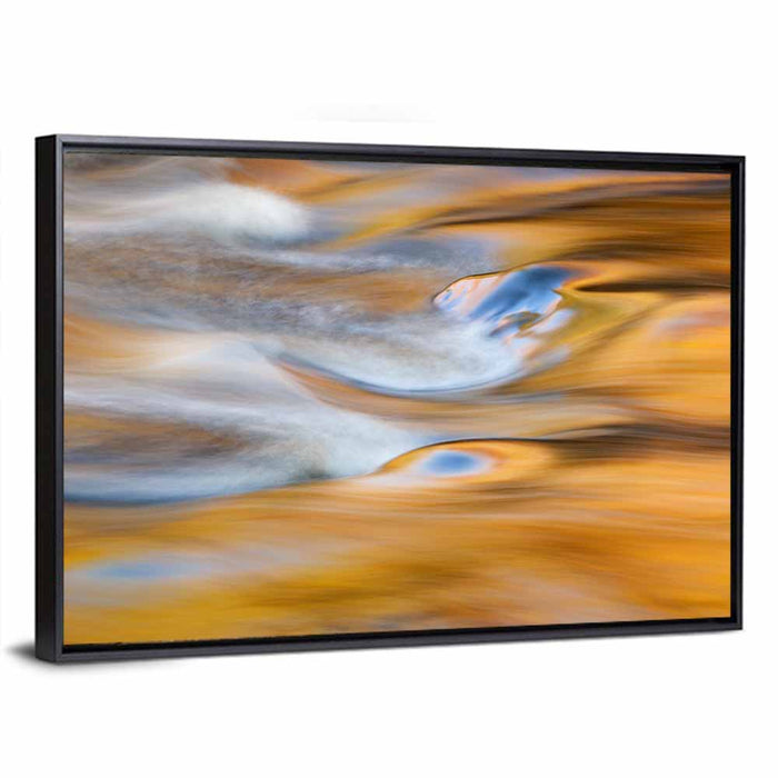 Golden Water Abstraction Wall Art as a framed canvas