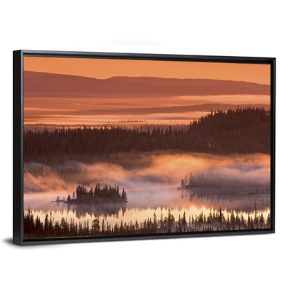 Lapland Sunrise Over Misty Lake Wall Art