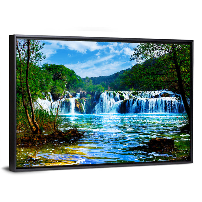 Skradinski Buk Waterfall, Krka Wall Art as a framed canvas