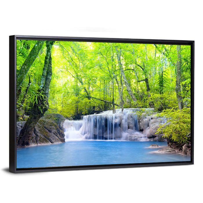 Erawan Falls, Kanchanaburi Wall Art as a framed canvas
