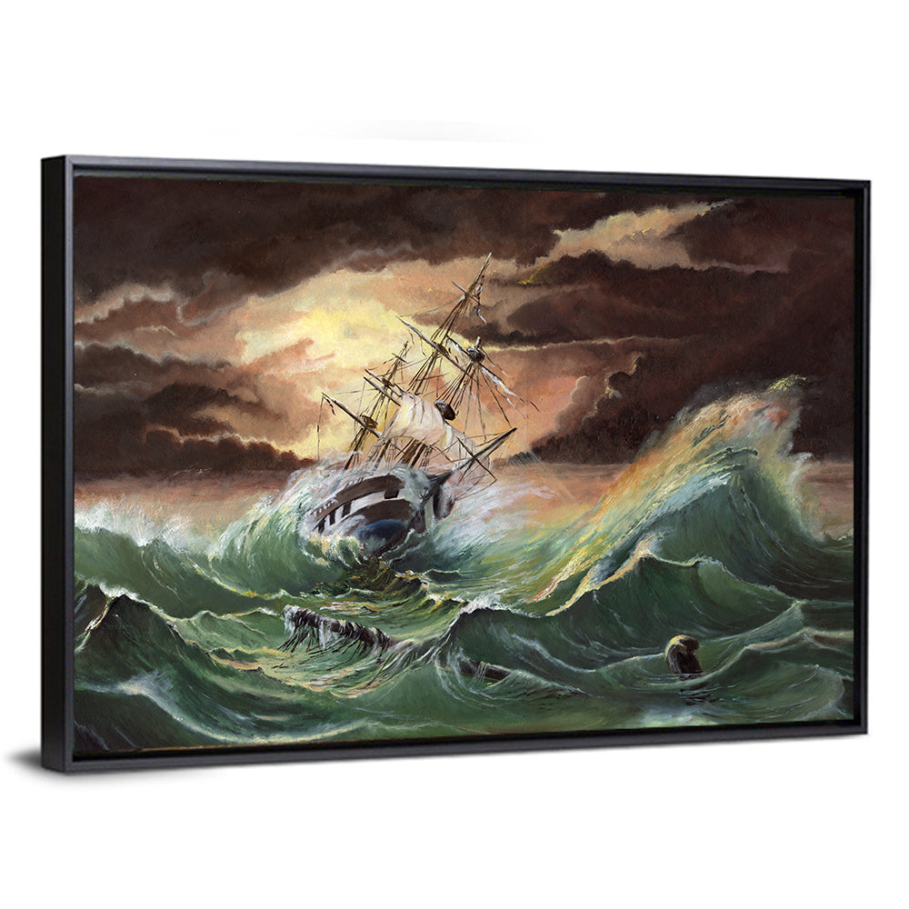 Ship in a Sea Storm Wall Art