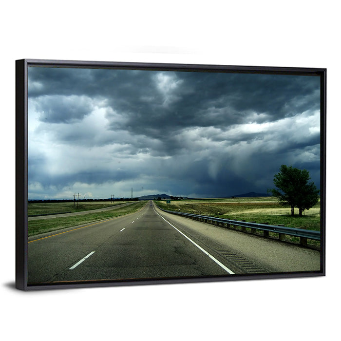 Stormy New Mexico Highway Wall Art as a framed canvas