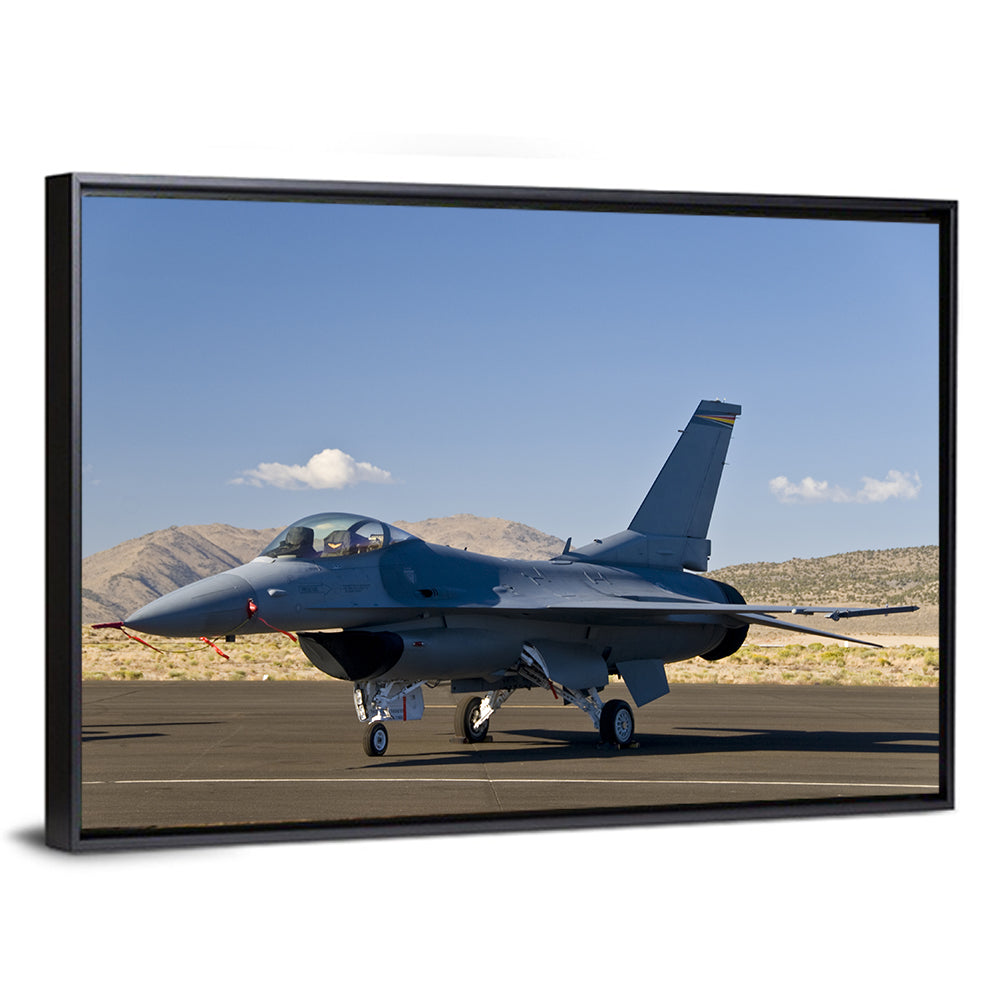 Fighter Jet Side Profile on Runway Wall Art