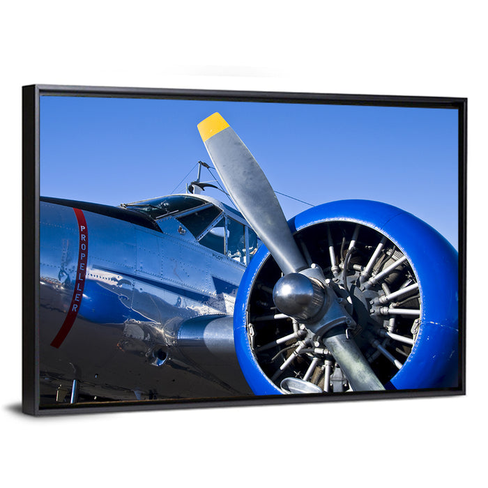 Vintage Radial Engine Close-up Wall Art as a framed canvas