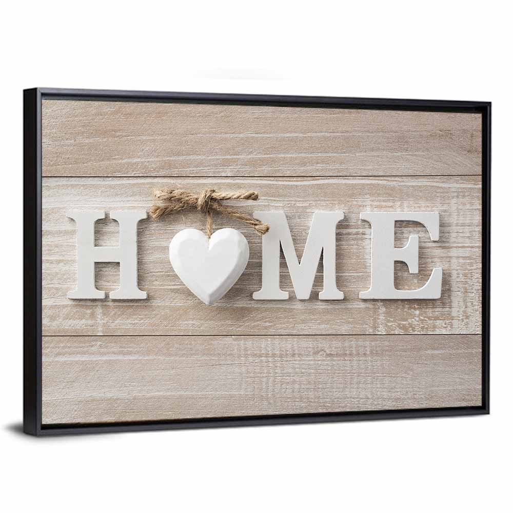 Home with Heart and Twine Wall Art