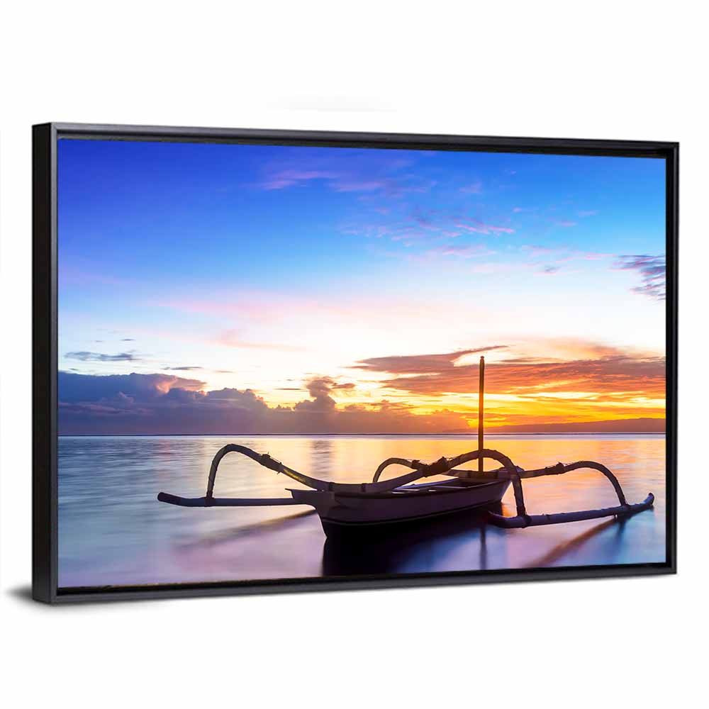 Jukung Fishing Boat at Sunset Wall Art
