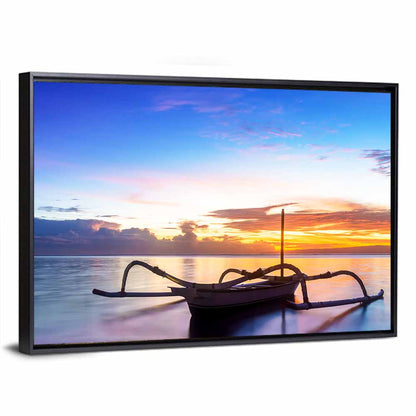 Jukung Fishing Boat at Sunset Wall Art