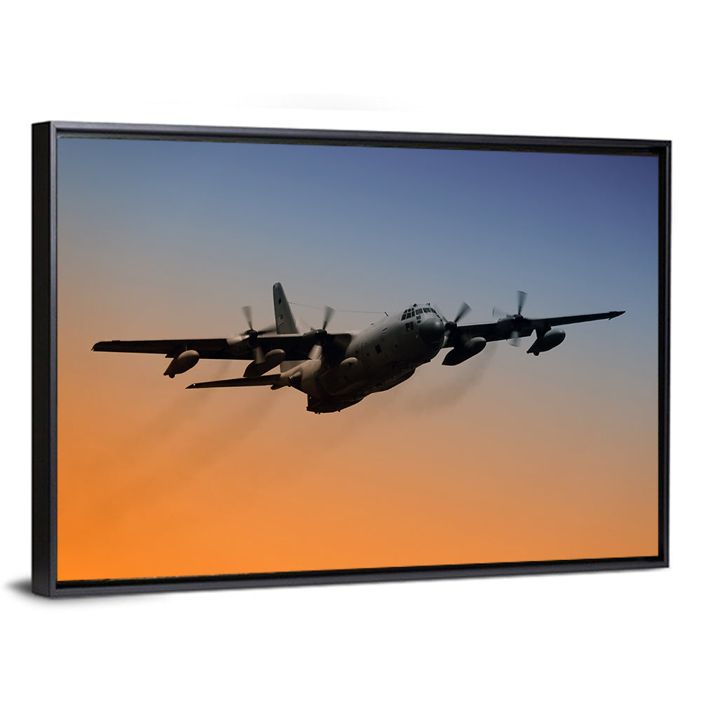Four-engine Military Transport at Dusk Wall Art