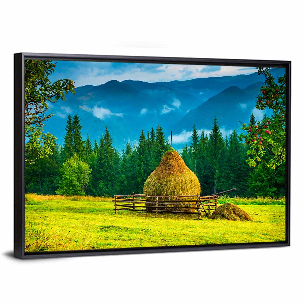 Haystack in Mountain Meadow Wall Art