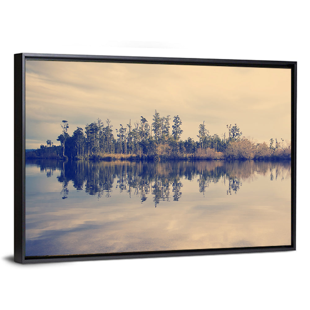Sunset Over Forest Lake Wall Art
