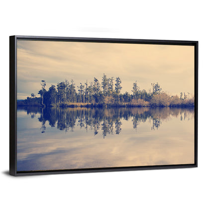 Sunset Over Forest Lake Wall Art