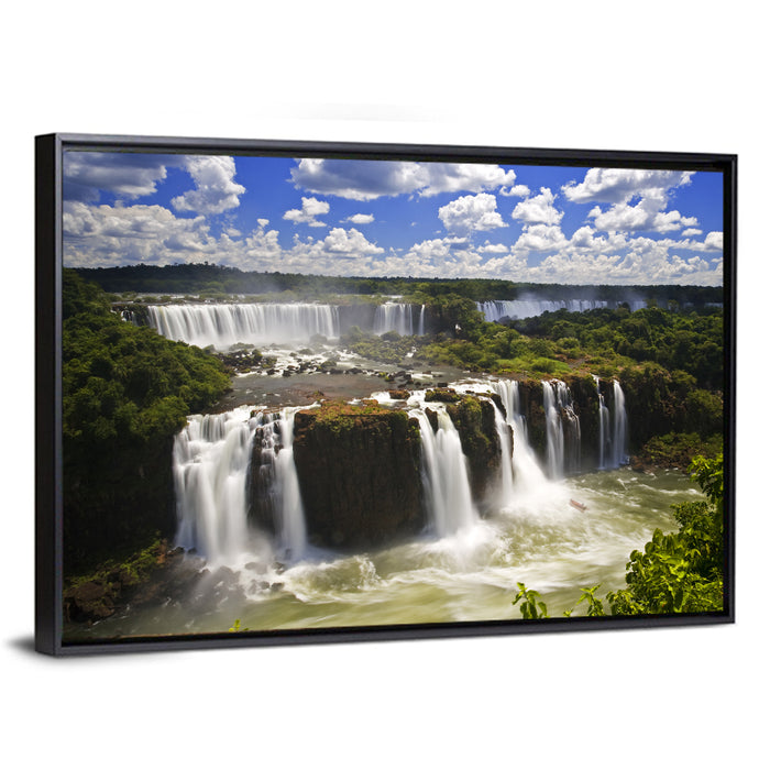 Iguazu Falls River View Wall Art as a framed canvas