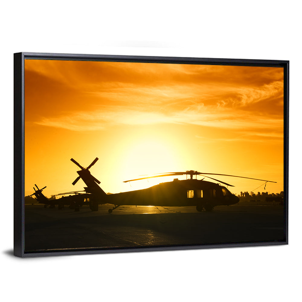Helicopter Squadron at Sunset Wall Art