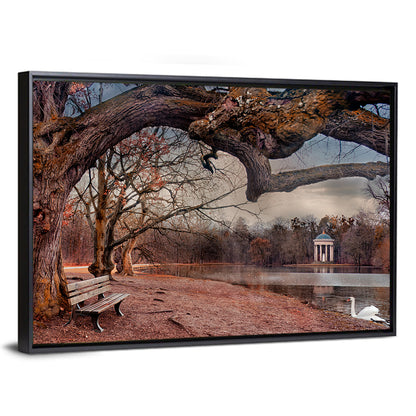 Autumn Pavilion with Swan Wall Art