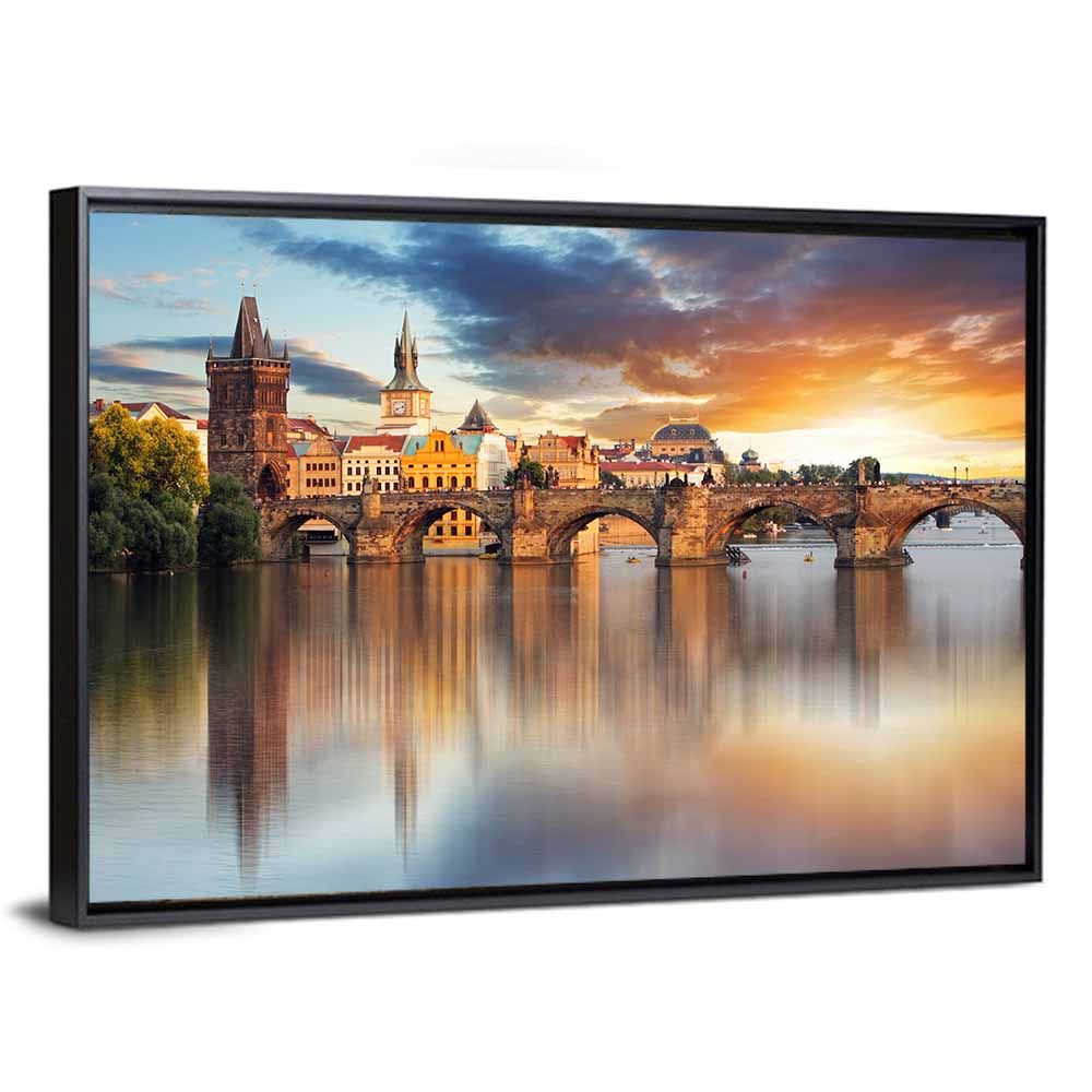 Charles Bridge at Golden Dusk Wall Art