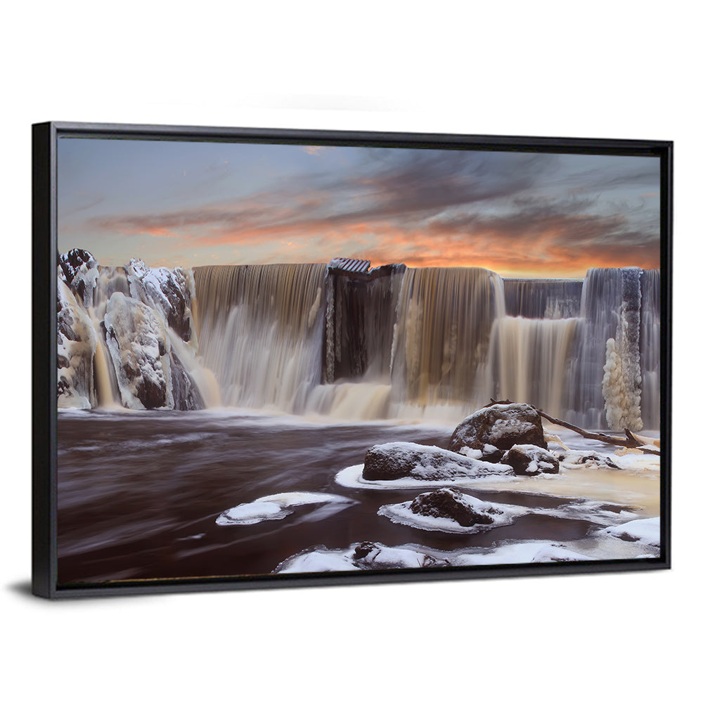 Frozen Waterfall at Sunset Wall Art