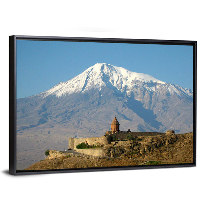 Khor Virap Monastery with Mount Ararat Wall Art as a framed canvas