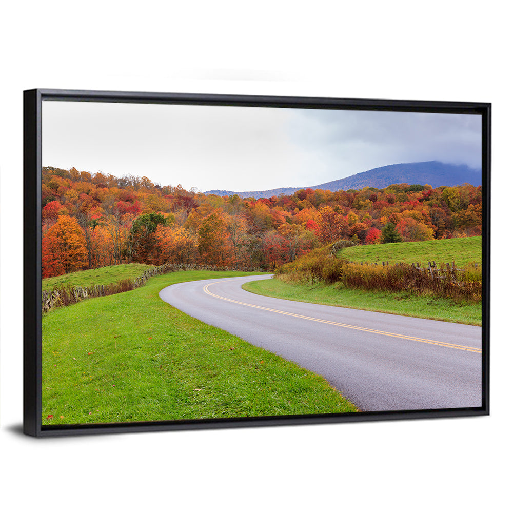 Curving Road Through Autumn Meadow Wall Art