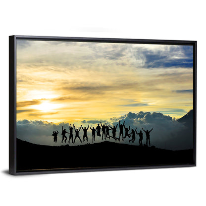 Golden Team Silhouettes at Sunset Wall Art