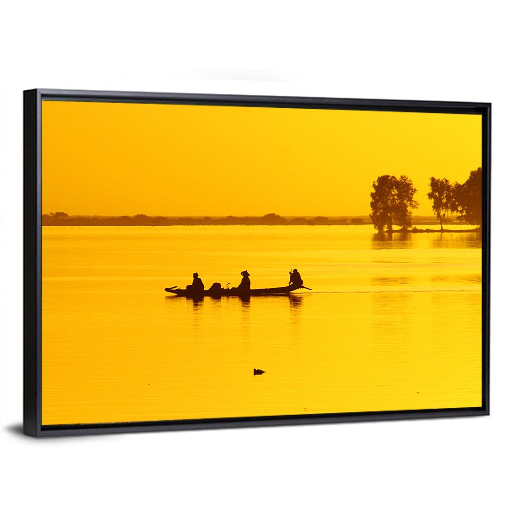 Pirogue at Golden Dusk Wall Art