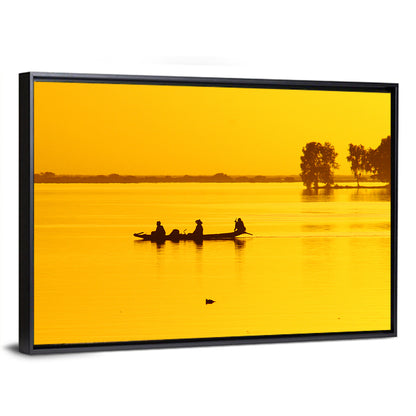 Pirogue at Golden Dusk Wall Art