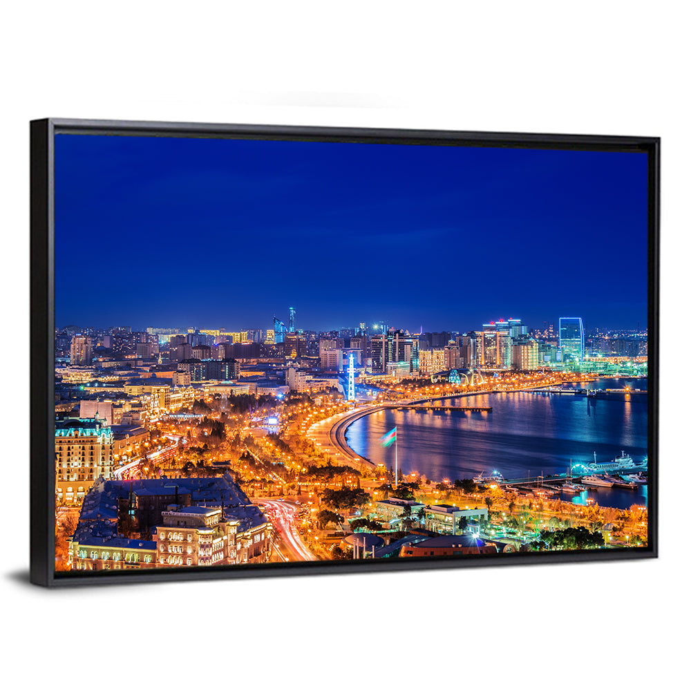 Baku Night Skyline Wall Art