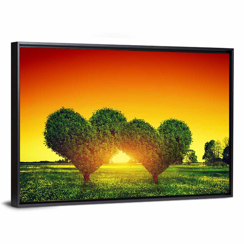 Heart Trees at Golden Sunset Wall Art